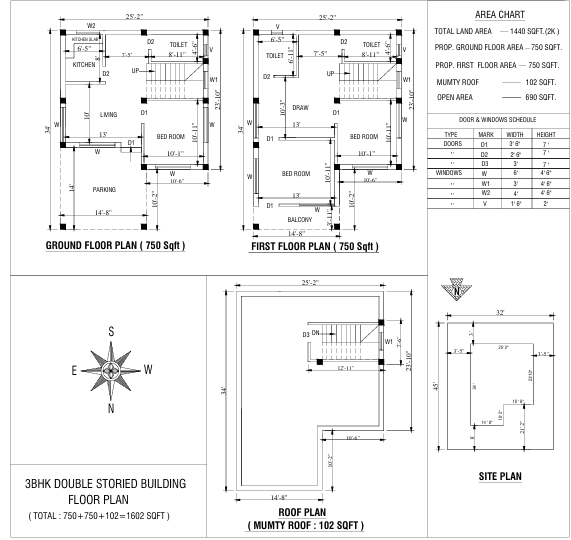 3 BHK master plan